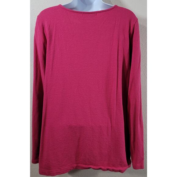 Liz Claiborne Pink V Neck Kangaroo Pouch Pocket Top XL Lightweight Soft Stretchy - Picture 3 of 6